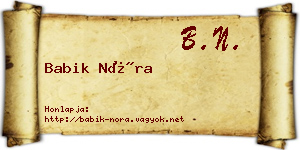 Babik Nóra névjegykártya