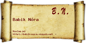 Babik Nóra névjegykártya